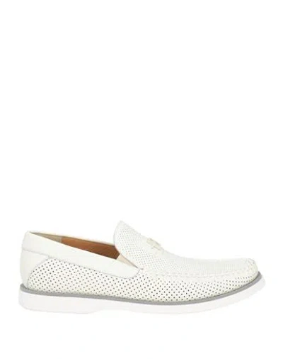 Baldinini Man Loafers Ivory Size 8.5 Leather In Multi