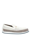 Baldinini Man Loafers Ivory Size 9 Calfskin In White