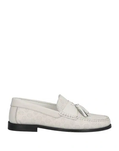 Baldinini Man Loafers Ivory Size 9 Calfskin In White