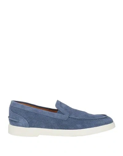 Baldinini Man Loafers Light Blue Size 11 Leather In Multi