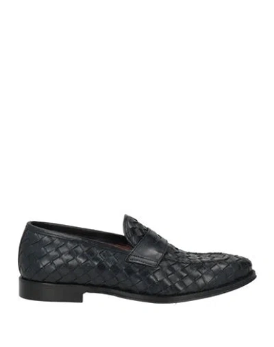 Baldinini Man Loafers Midnight Blue Size 6 Leather In Black