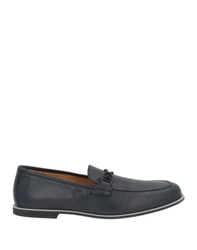 Baldinini Man Loafers Midnight Blue Size 8 Leather