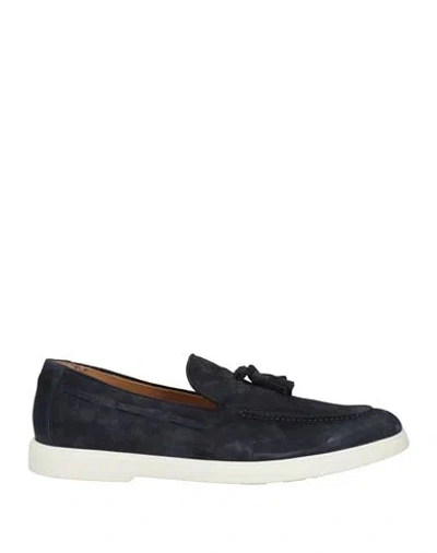 Baldinini Man Loafers Midnight Blue Size 8 Leather In Multi
