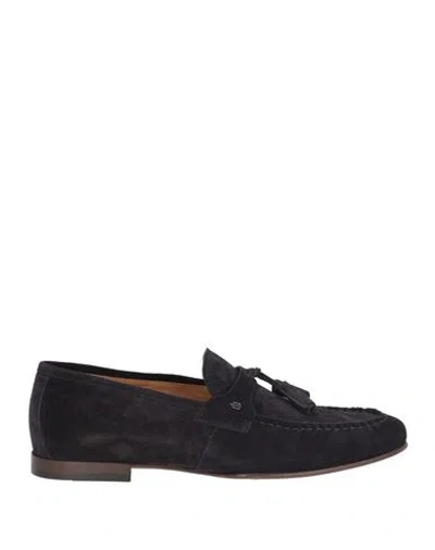 Baldinini Man Loafers Midnight Blue Size 8 Leather