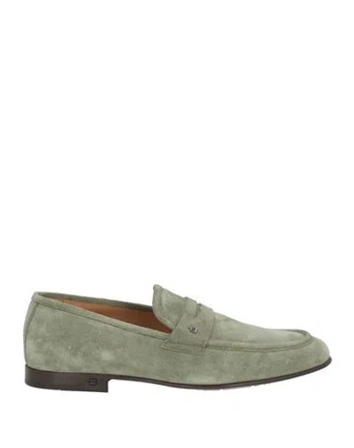 Baldinini Man Loafers Military Green Size 10 Leather