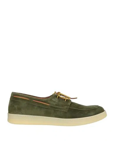 Baldinini Man Loafers Military Green Size 12 Leather