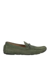 Baldinini Man Loafers Military Green Size 6 Leather
