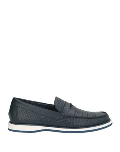 Baldinini Man Loafers Navy Size 7 Leather In Blue