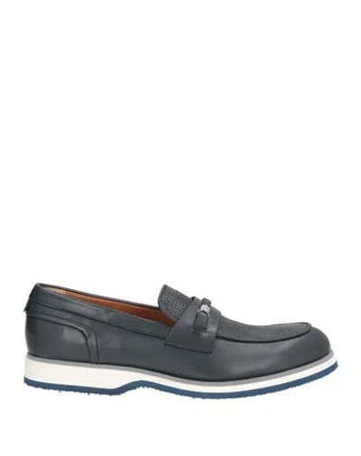 Baldinini Man Loafers Navy Size 8 Leather In Blue
