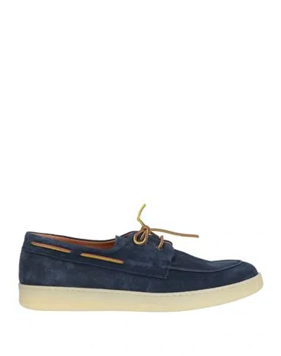 Baldinini Man Loafers Navy Size 8 Leather In Multi