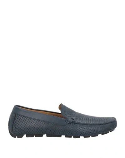 Baldinini Man Loafers Navy Size 8.5 Calfskin In Blue