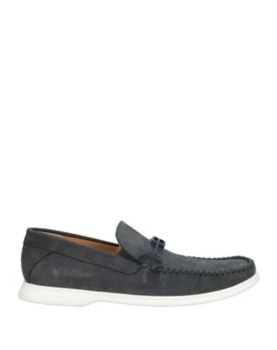 Baldinini Man Loafers Navy Size 9 Leather In Blue