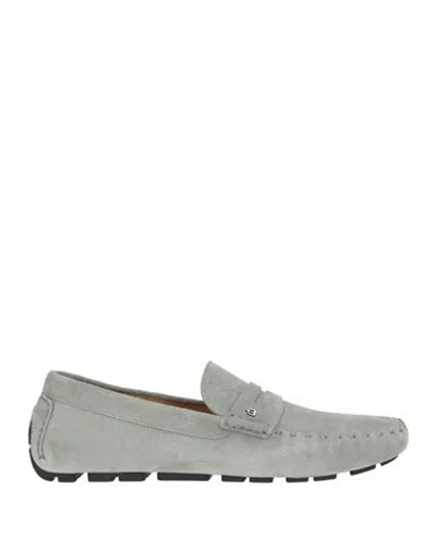 Baldinini Man Loafers Sage Green Size 8 Leather In Gray