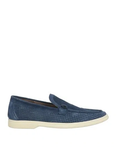 Baldinini Man Loafers Slate Blue Size 6 Leather