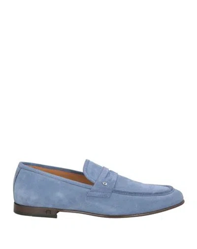 Baldinini Man Loafers Slate Blue Size 9 Leather