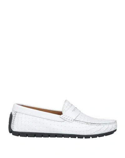 Baldinini Man Loafers White Size 13 Soft Leather