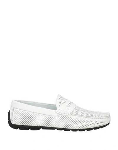 Baldinini Man Loafers White Size 7 Leather
