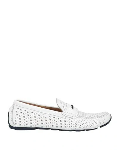 Baldinini Man Loafers White Size 13 Soft Leather