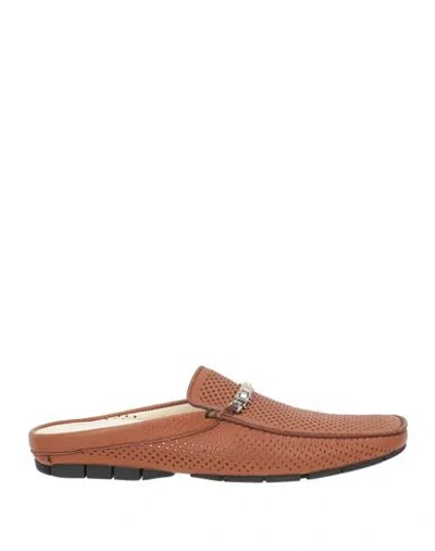 Baldinini Man Mules & Clogs Tan Size 8.5 Leather In Brown