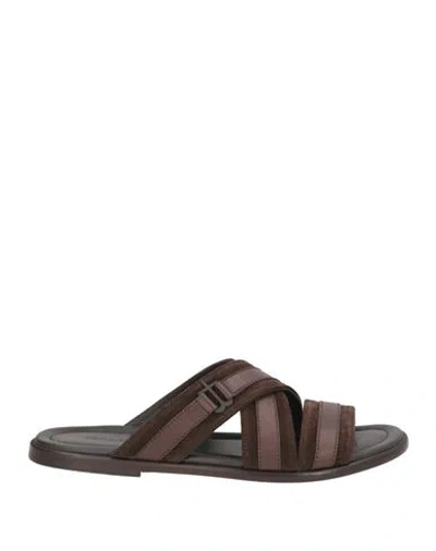 Baldinini Man Sandals Dark Brown Size 6 Leather