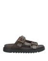 Baldinini Man Sandals Dark Brown Size 7 Cowhide In Brown