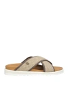 Baldinini Man Sandals Dark Brown Size 8 Leather, Natural Raffia In Brown