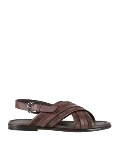 Baldinini Man Sandals Dark Brown Size 9 Leather