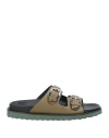 Baldinini Man Sandals Khaki Size 8.5 Calfskin In Beige