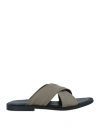 Baldinini Man Sandals Khaki Size 13 Soft Leather In Beige