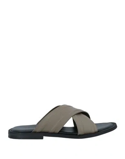Baldinini Man Sandals Khaki Size 13 Soft Leather In Beige