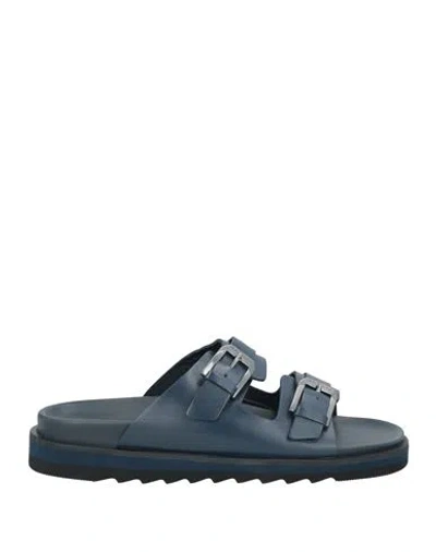 Baldinini Man Sandals Midnight Blue Size 8 Calfskin