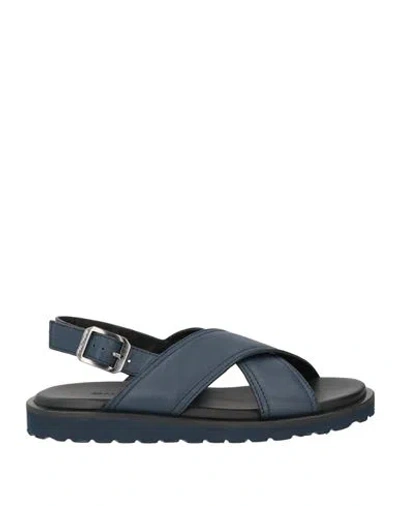 Baldinini Man Sandals Navy Size 6 Calfskin In Multi