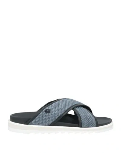 Baldinini Man Sandals Slate Blue Size 8 Calfskin