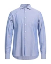 Baldinini Man Shirt Blue Size 17 Cotton In Blue