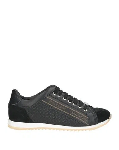 Baldinini Man Sneakers Black Size 6 Leather, Textile Fibers In Multi