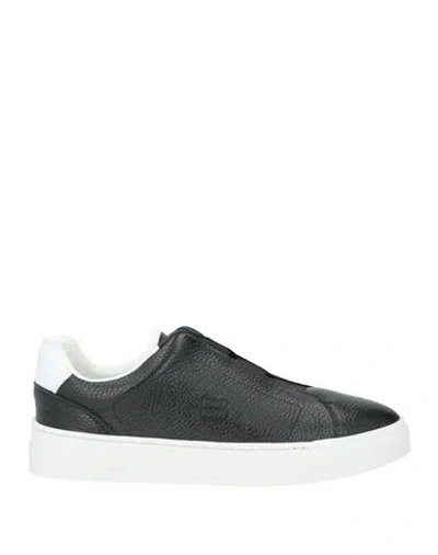 Baldinini Man Sneakers Midnight Blue Size 8 Leather In Black