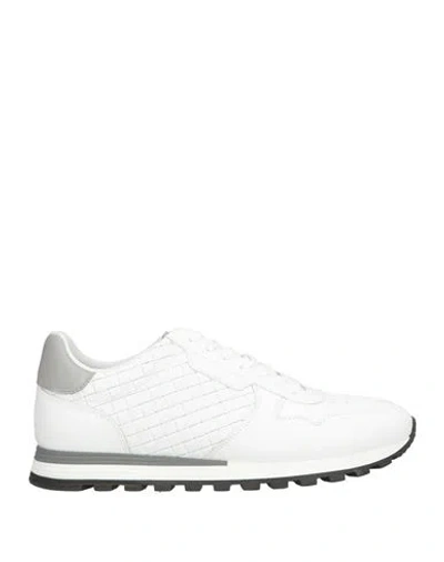 Baldinini Man Sneakers Black Size 9 Leather In White