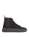 Baldinini Man Sneakers Black Size 9 Leather, Elastic Fibres In Black
