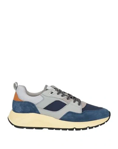 Baldinini Man Sneakers Blue Size 10 Leather, Textile Fibers