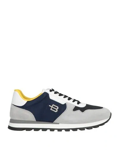 Baldinini Man Sneakers Blue Size 9 Leather, Nylon In Multi