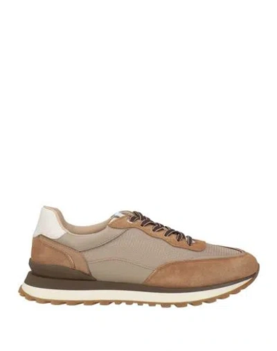 Baldinini Man Sneakers Camel Size 11 Leather In Beige
