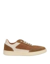 Baldinini Man Sneakers Camel Size 7 Leather In Beige