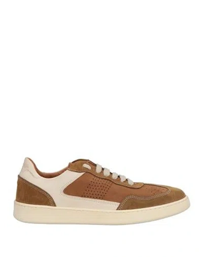 Baldinini Man Sneakers Camel Size 7 Leather In Beige