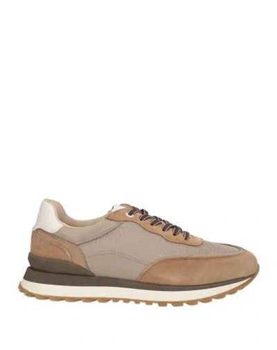 Baldinini Man Sneakers Camel Size 7 Leather, Textile Fibers