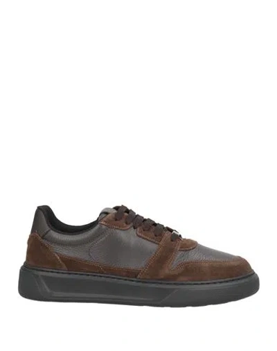 Baldinini Man Sneakers Dark Brown Size 9 Leather