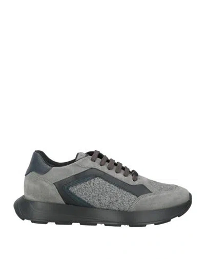 Baldinini Man Sneakers Grey Size 11 Leather, Textile Fibers In Gray
