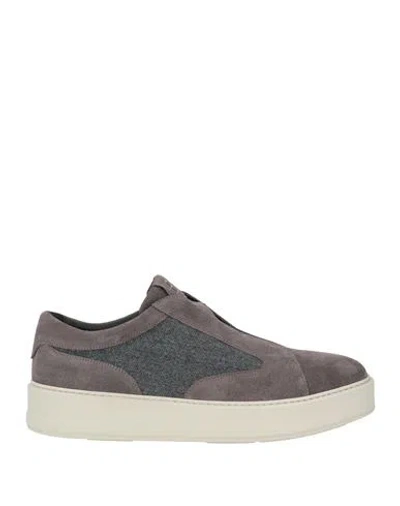 Baldinini Man Sneakers Grey Size 9.5 Leather In Gray
