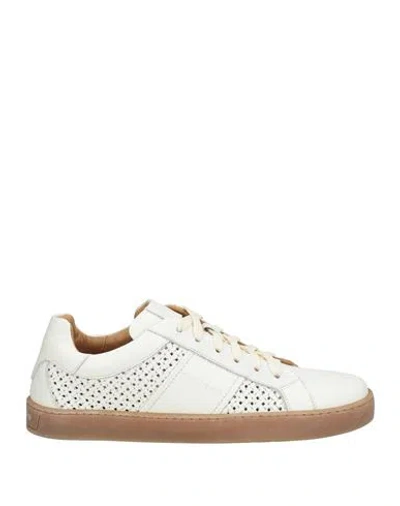 Baldinini Man Sneakers Ivory Size 6 Calfskin In White