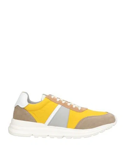 Baldinini Man Sneakers Marigold Size 9 Textile Fibers, Leather In Yellow