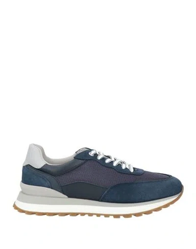 Baldinini Man Sneakers Midnight Blue Size 11 Leather, Textile Fibers